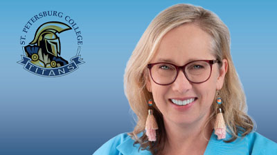 Rachel Nohlgren photo with a blue background and SPC logo