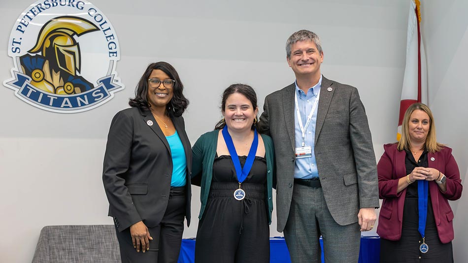 SPC President Dr. Tonjua Williams, Arlene Negron, Matthew Liao-Troth VP, Academic Affairs and Amber Estlund Associate Dean at Clearwater