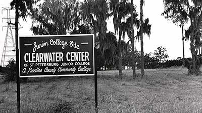 black and white vintage image of the original Clearwater Campus si