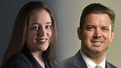 blended photographic portrait of Dr. Lisa Borzewski and Dr. Nicholas Vick