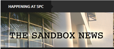 logo for SPC's online student newspaper, The Sandbox News