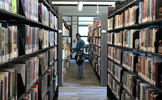 student browsing for a library book