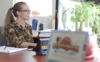 an intern working in an office setting