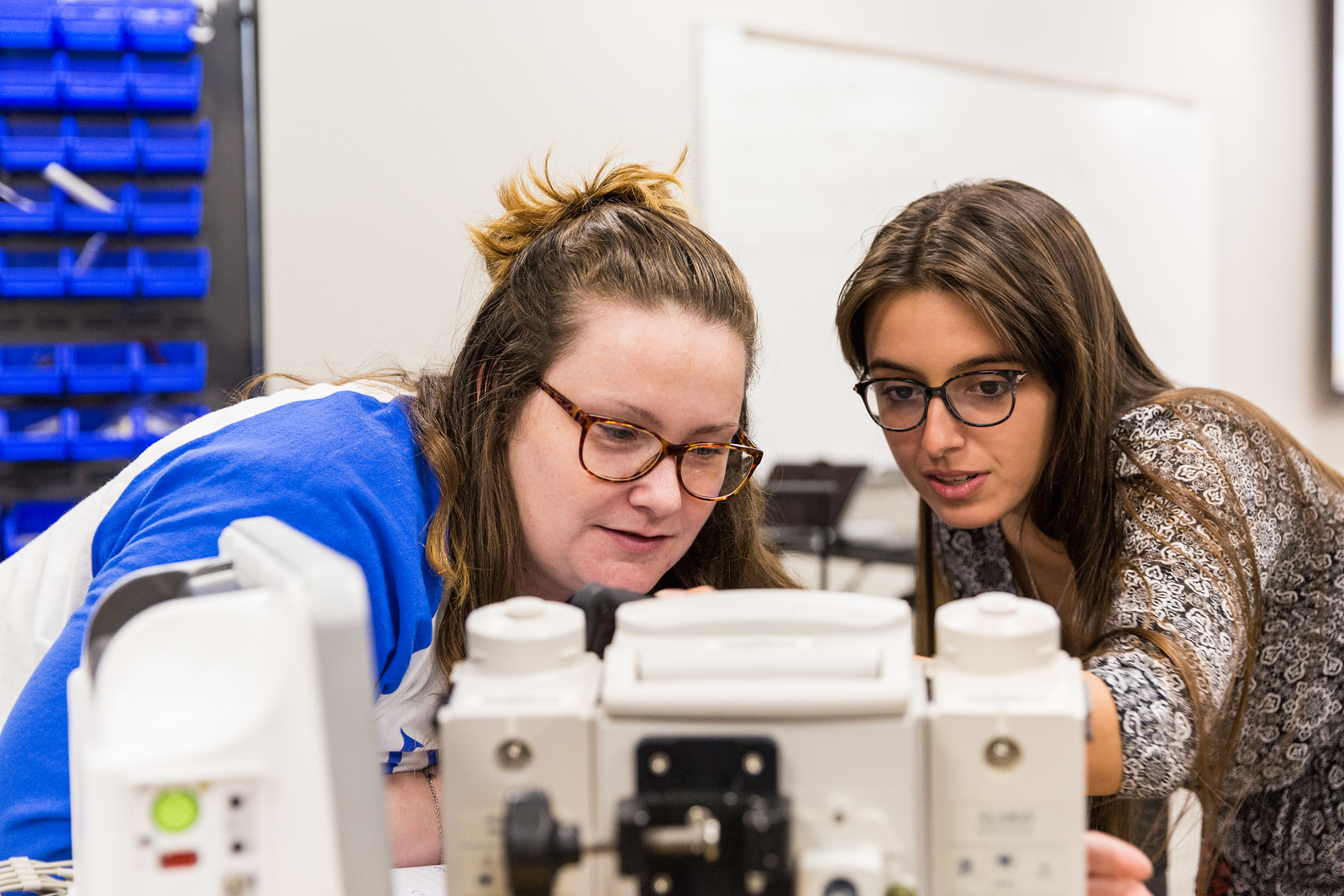 two students working in a lab