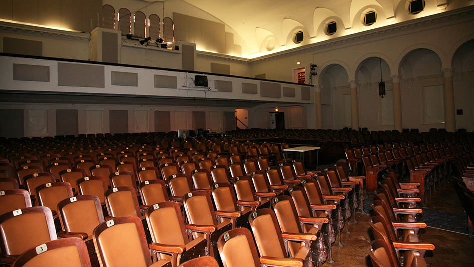 interior shot of seats at historic Palladium theater