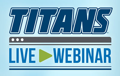 graphic with the words Titans Live Webinar