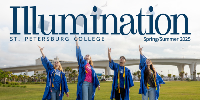 cover of Saint Petersburg College Magazine showing 4 graduates