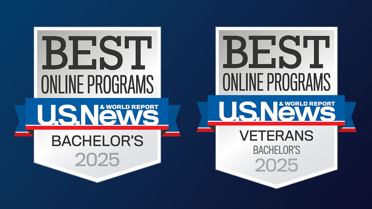 US News and US News and World Report best online programs Badges in blue for 2025World Report Badges in blue for 2025