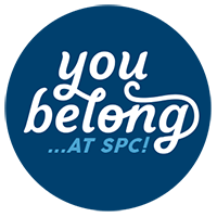 blue graphic with the words You Belong at SPC